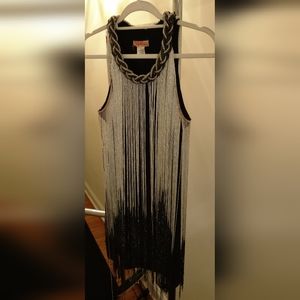 Black and White Shimmering Knee Length dress